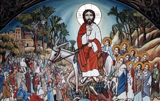 Koptská ikona vstupu Pána do Jerusalema
